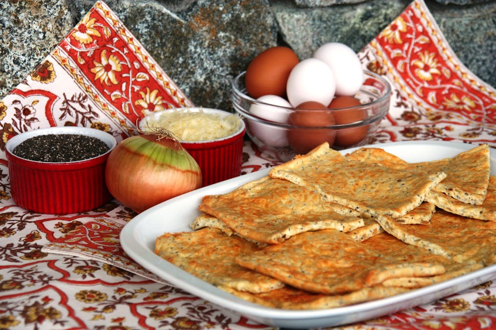Caramelized onion and cheese pita